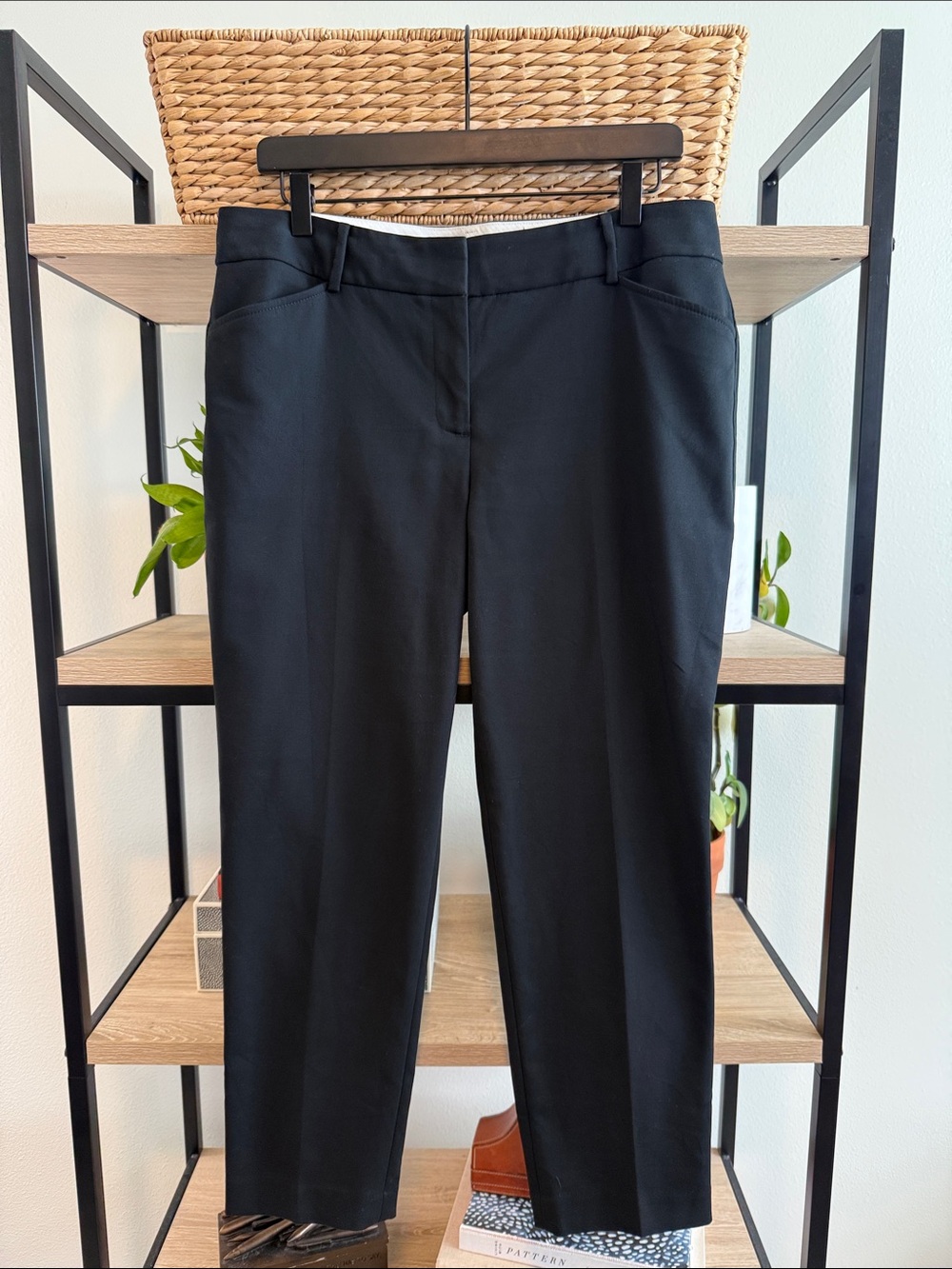 Talbots Mid-Rise Hampshire Ankle Black Woven Career Dress Pant Trouser, 12P